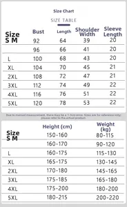 Detailed size chart for men's quick-dry ice silk polo shirt with precise measurements.