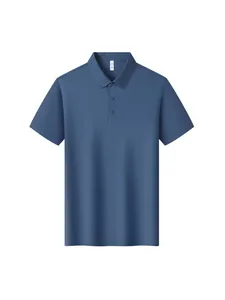 Men Summer Ice Silk Polo Shirt Seamless Business Casual Quick Dry Short Sleeve Top High Quality Breathable Polo Shirt