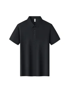 Premium men's black short sleeve Polo shirt made of breathable and quick-dry ice silk