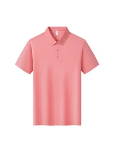 Premium men's quick-dry ice silk short-sleeved Polo shirt in elegant light pink