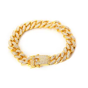 Iced out gold Cuban link chain necklace for hip hop street style fashion