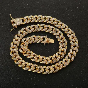 Collana a catena Cuban Link dorata ghiacciata per gioielli in stile hip-hop