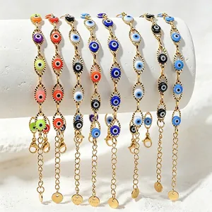 Vacation Devil'S Eye 304 Stainless Steel 14K Gold Plated Bracelets In Bulk