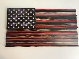 Handcrafted rustic charred wood American flag wall decoration for Independence Day