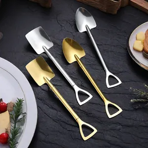Ensemble de cuillères pelles en acier inoxydable or et argent pour divers desserts fins