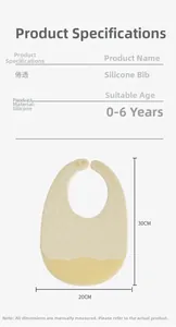 Spécifications détaillées et dimensions du bavoir en silicone jaune imperméable pour bébé