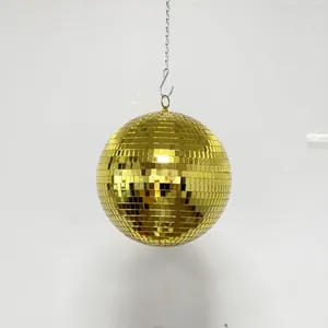 Shiny golden disco mirror ball with hanging chain for party and wedding decoration
