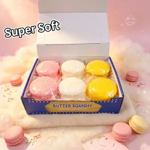 Coffret de jouets squishy à montée lente en forme de macarons colorés et parfumés