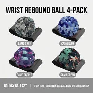 Set di 4 palline rimbalzanti mimetiche da polso per allenamento e coordinazione.