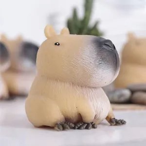 Süßes Wasserschwein Knautschspielzeug TPR Langsam Aufsteigendes Quetschtier Zum Stressabbau Braune Matte Textur Desktop Deko