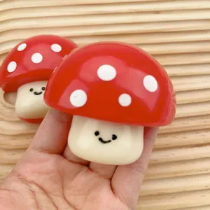 Simulated Food Mushroom Squishy Stress Relief Toy TPR Polka Dot Smiley Face Mushroom Squeeze Toy For Kids Adults