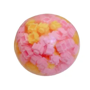 Διαφανής μπάλα squishy με ροζ και κίτρινα τουβλάκια για ανακούφιση από το άγχος