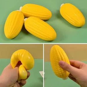 Soft yellow simulation corn squeeze toy for stress relief and sensory play with slow rebound