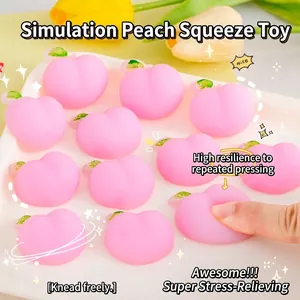 Cute Peach Squishy Toy TPR Slow Rising Peach Shape Stress Relief Decompression Toy For Kids Adults Gift Pink Fruit Toy
