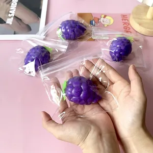 Purple Grape Fluid Squishy Stress Relief Toy Slow Rebound Simulation Fruit Squeeze Toy For Kids Adults Office Gift