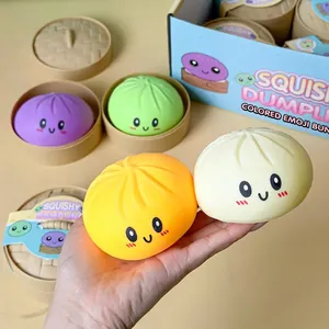 Farbenfrohes Squishy-Dumpling-Set zur Stressbewältigung mit niedlichen Gesichtsausdrücken