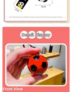 Detailed view of a 4cm red and black soccer ball keychain pendant with dimensions.