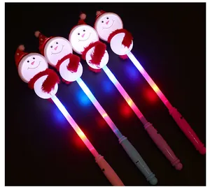Bastoncini luminosi LED natalizi con teste di pupazzo di neve e luci colorate