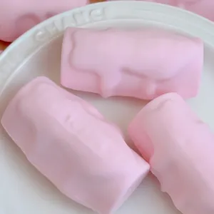 Close-up of pink cream bar squishy toys with soft slow-rebound texture