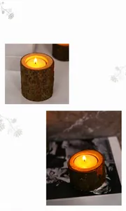 Rustic natural wood tree stump candle holder for tea lights and vintage home decor