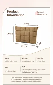 Gedetailleerd overzicht van afmetingen en specificaties van de gewatteerde clutch