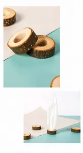 Natural rustic wooden napkin ring and candle holder ornament with authentic bark texture