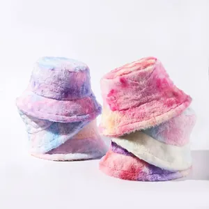 Γυναικείο Καπέλο Bucket Tie-Dye Λούτρινο Ντεγκραντέ Χρώμα Μαλακό Ακρυλικό Συνθετική Γούνα Χειμερινό Ζεστό Καπέλο για Εξωτερική Μόδα
