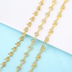 Detailed view of 18K gold plated bracelets with star, rhombus, and leaf designs