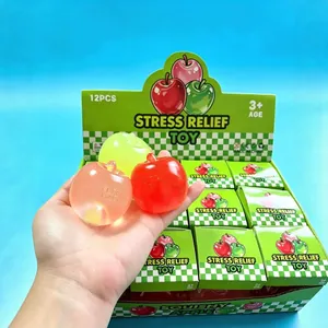 Juguete Creativo para Aliviar el Estrés con Forma de Manzana TPR Transparente Squishy Pelota de Ventilación para Niños Adultos Oficina Decoración Regalo