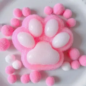 Süßes rosa-weißes Katzenpfoten-Squishy-Spielzeug zum Stressabbau und sensorischen Spielen