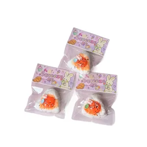 Set of three realistic rice ball slow rebound squeeze toys in cute retail packaging