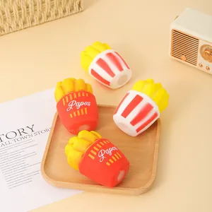 Close-up detail of realistic French fries squishy toys for fun stress relief and sensory play