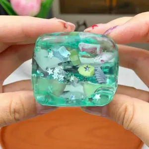 Oceaan thema ijsblokje squishy speelgoed met schelpen voor stressverlichting