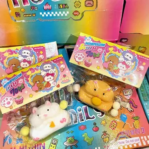 Cute hamster and cat squishy toys, slow rebound decompression toys in colorful gift wrap