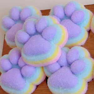 Giocattolo antistress squishy a forma di zampa di gatto arcobaleno con texture morbida