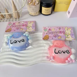 Cute Heart Bear Squishy Toy Cartoon TPR Soft Squeeze Venting Toy For Stress Relief Office Home Adults Kids Gift