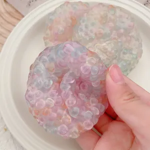 Translucent colorful bead squishy toy for stress relief with soft bead texture