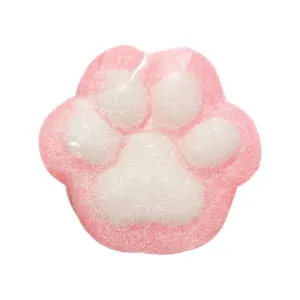 Giocattolo squishy a forma di zampa di gatto rosa e bianco antistress in materiale TPR.