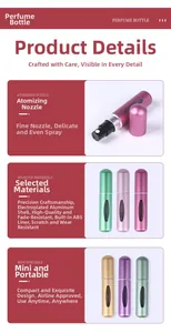 Detail view of 5ml perfume atomizer showing atomizing nozzle and aluminum shell