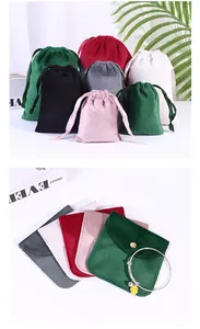 Soft velvet jewelry pouches in multiple colors with drawstring and snap button closures