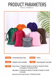 Various colored velvet jewelry storage pouches with drawstring and snap button options