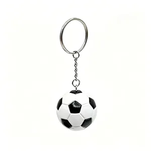 Detailed 3D soccer ball keychain accessory for sports fans with metal ring and chain