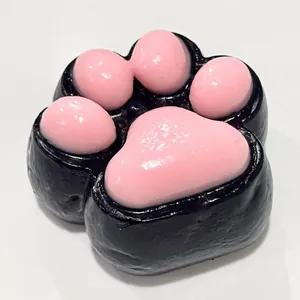 Jouet squishy en forme de patte de chat rose et noir brillant pour soulager le stress