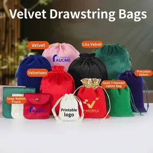 Soft Velvet Drawstring Bag Soft Satin Storage Pouch For Jewelry Hairdryer Gift Organizer Luxurious Travel Storage Bag