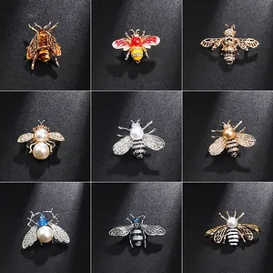 Mignonne Broche Abeille Coccinelle Insecte pour Femmes Alliage Strass Perle Artificielle Émail Broche pour Décoration de Col de Robe