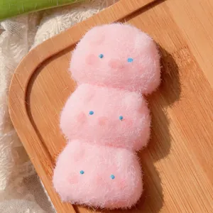 Triple-stacked pink bear squishy toy with soft furry texture for stress relief