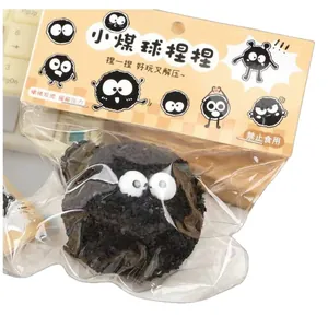 Cute black soot sprite squeeze toy for stress relief with a soft textured finish