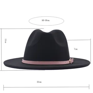 Black fedora hat dimensions showing 13cm height and 7cm brim width