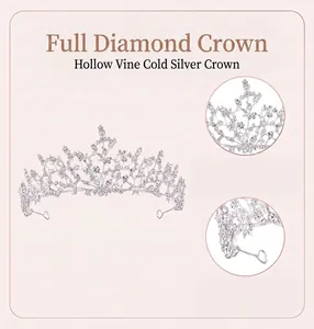 Detailed view of forest-style vine rhinestone crown with hollow structure and loops