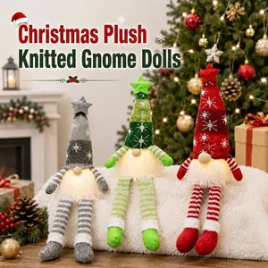 Christmas Gnomes Plush Ornaments With Glowing Snowflake Knitted Hat And Star Top Light Up Dolls For Holiday Tabletop Decor
